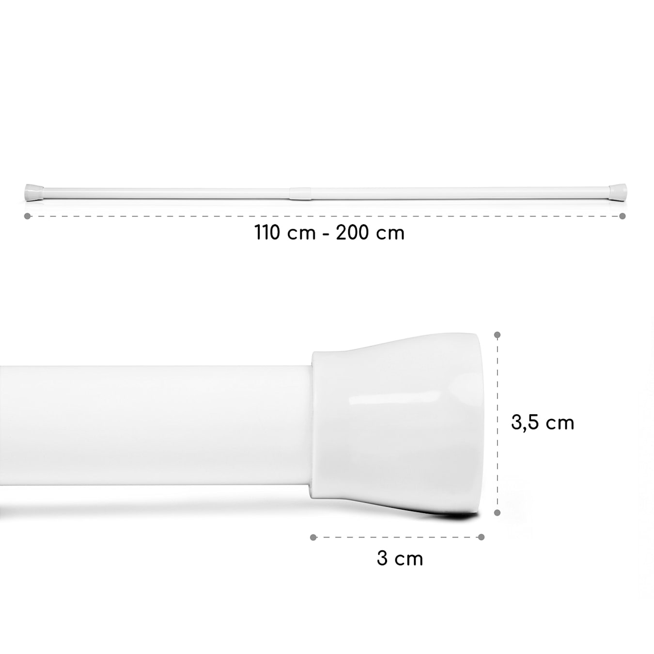 Asta telescopica Stamina L barra per tende da doccia barra di serraggio asta  appendiabiti asta per tende, da 110 a 200 cm, piedini in gomma  antiscivolo