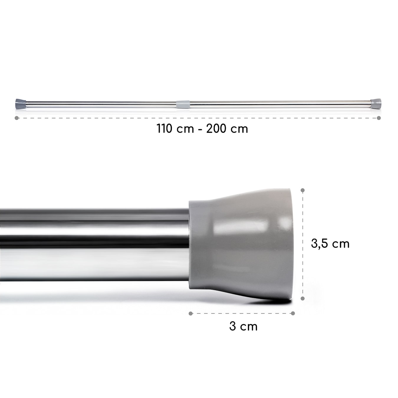 Teleskop Duschstange DUSCHVORHANGSTANGE Vorhangstange Teleskopstange  Kleiderstange aus Edelstahl Poliert 110-200cm