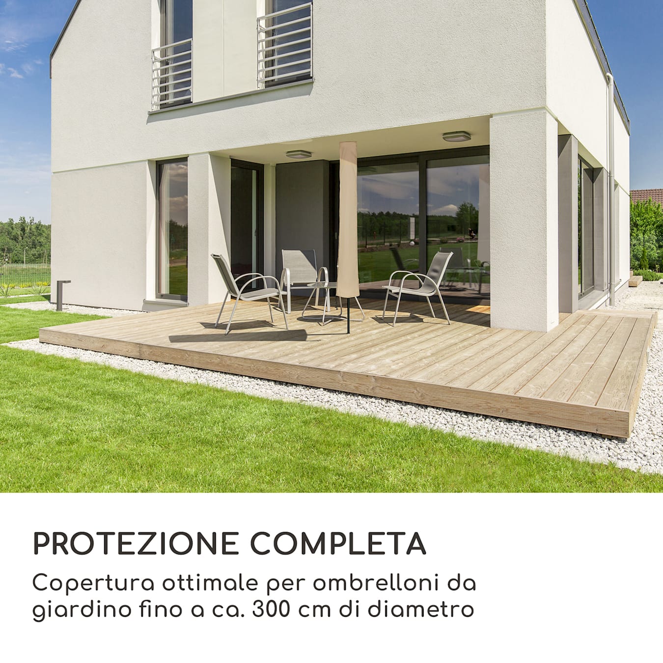 Shield Premium copertura protettiva per ombrellone, per ombrelloni fino a  Ø 300 cm, extra idrorepellente, resistente ai raggi UV, materiale:  poliestere, incl. pratica asta di fissaggio, con chiu Premium