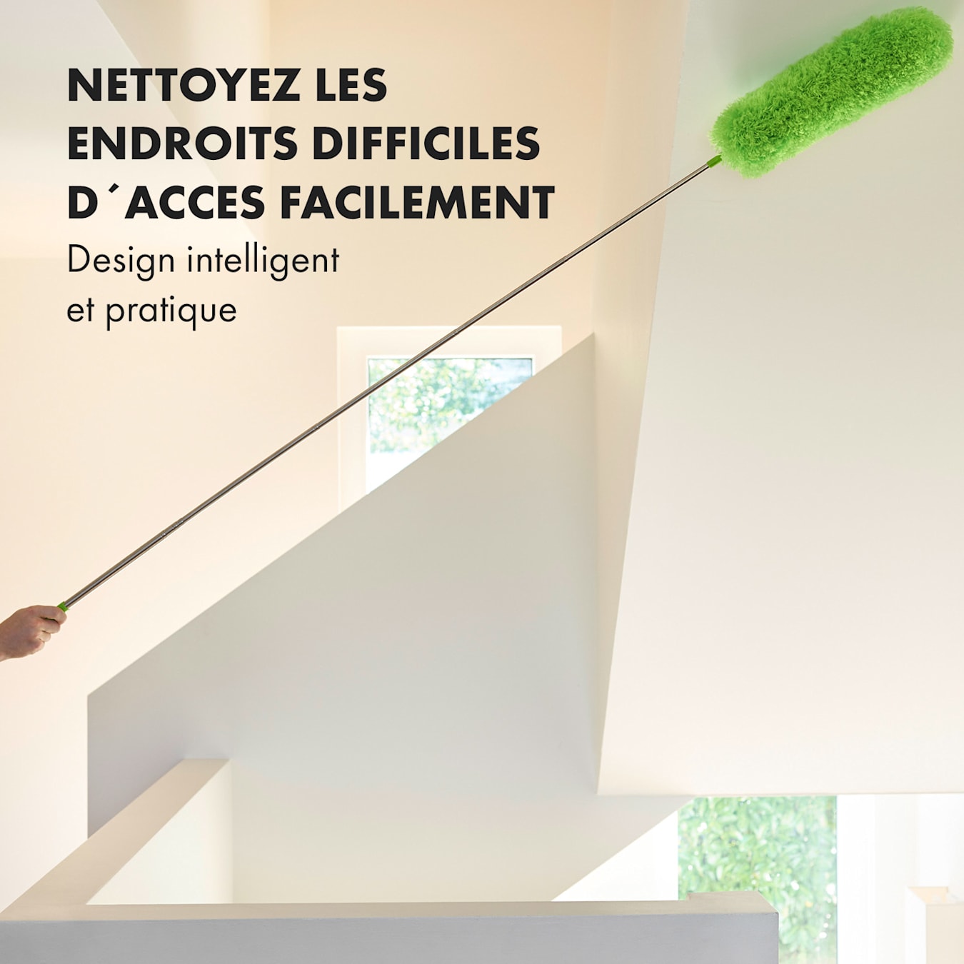 Brosse à poussière télescopique à long manche, nettoyeur d'espace