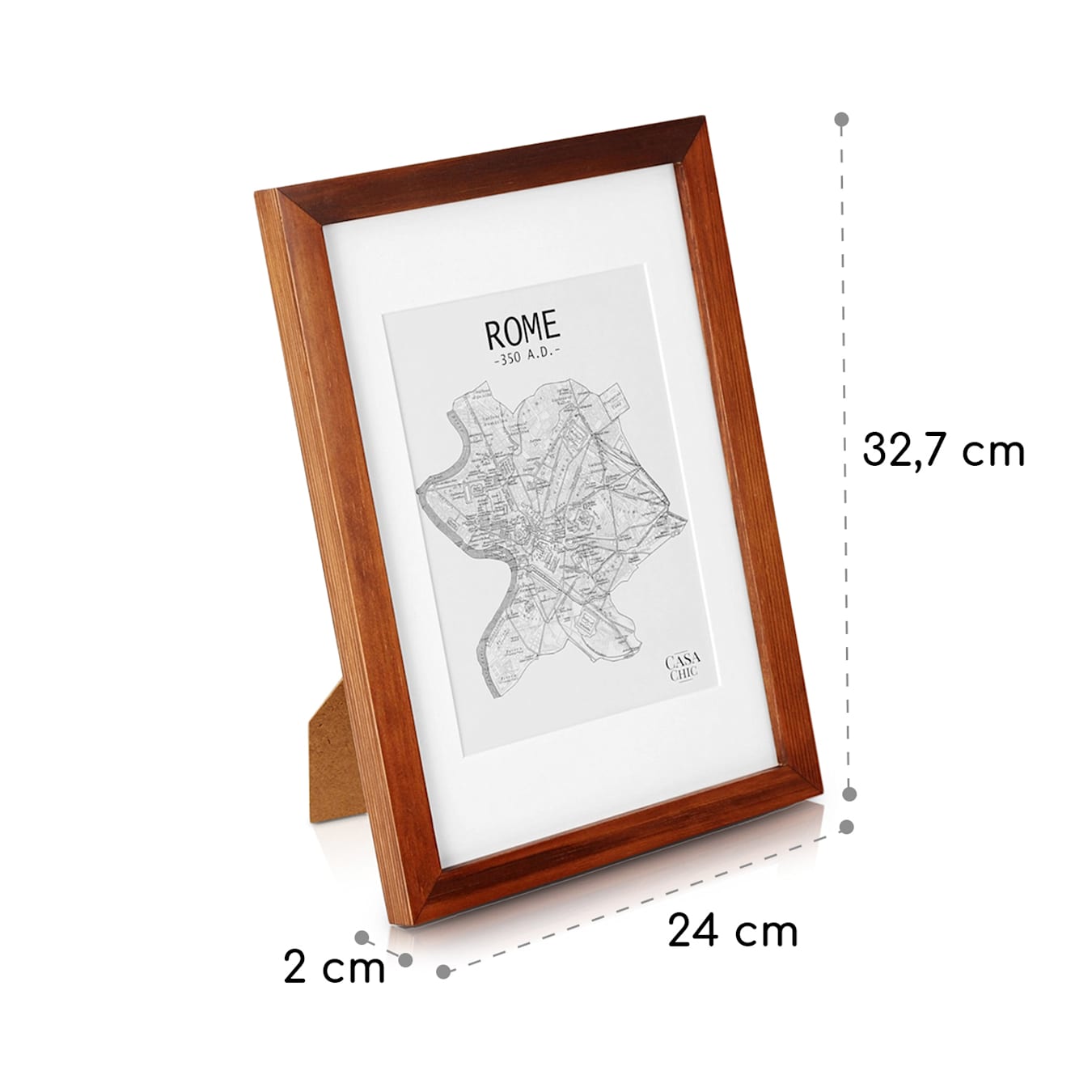 Kenton - Cornice da parete, Rettangolare, Dimensioni: 32,7 x 24 x 2 cm, Per immagini da 28,8 x 20 cm, Con passepartout per foto da 20 x 15 cm, Frontale in vetro di sicurezza