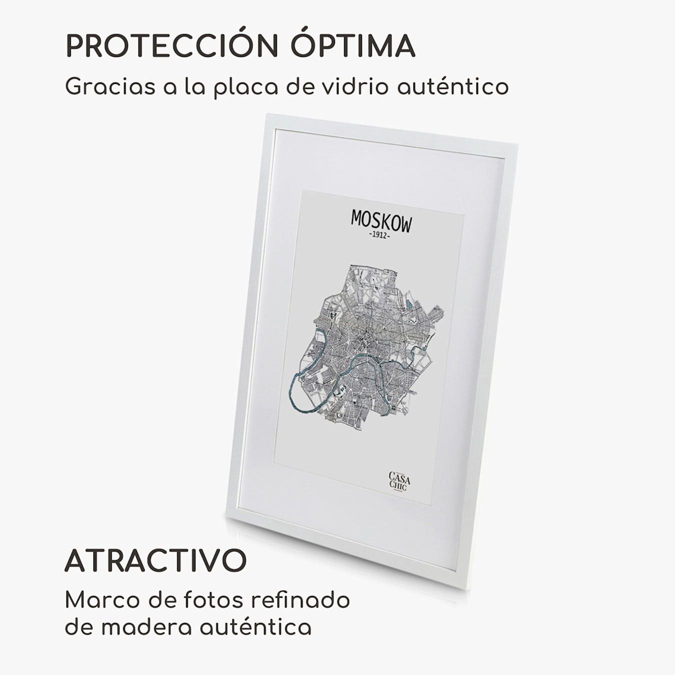 Kenton Marco de fotos portarretratos marco de fotos de pared, rectangular, tamaño: 87,1 x 62,4 x 3 cm, para fotos de 84,1 x 59,4 cm, con paspartú  para fotos de 59,4 x 42 cm, plexiglás frontal