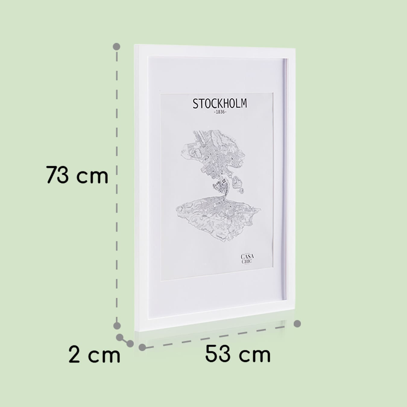 Kenton - Cornice da parete, Rettangolare, Dimensioni: 73 x 53 x 2 cm, Per immagini da 70 x 50 cm, Con passepartout per foto da 50 x 40 cm, Frontale in plexiglas, Per montaggio a parete