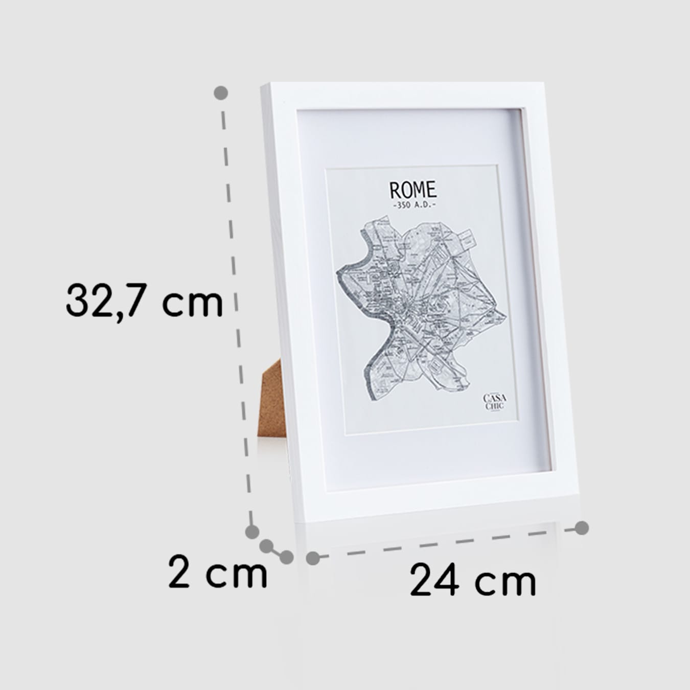 Cornice Everton, rettangolare, Orizzontale o verticale, Dimensioni: 32,7  x 24 x 2 cm, per foto/immagini DIN-A4 di 28,8 x 20 cm, con passepartout  per foto da 20 x 15 m, Frontale in vetro