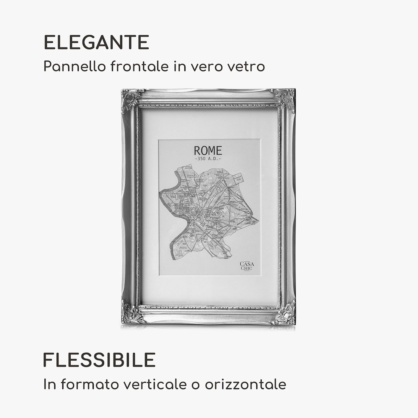 Regent - Cornice, Rettangolare, Formato verticale o orizzontale, Dimensioni: 34,7 x 26 x 3 cm, Per immagini da 28,8 x 20 cm, Con  passepartout per immagini da 20 x 15 cm