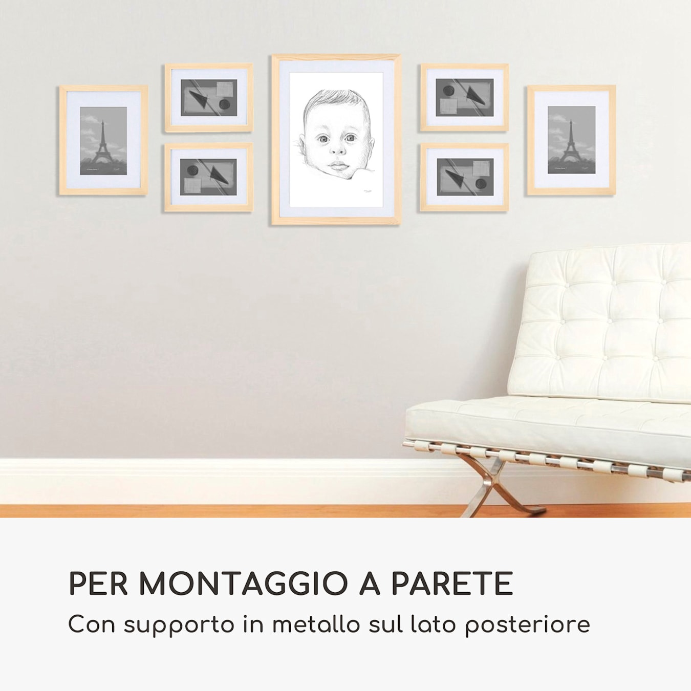 Cornice portafoto in legno nero 30 x 40 con supporto per stampa A4