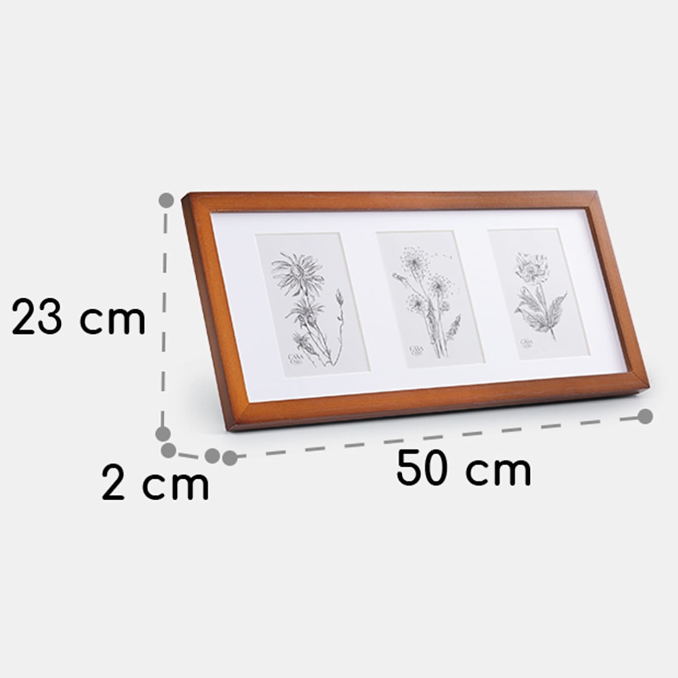 Moorgate fotolijst | rechthoekig | of liggend formaat | afmetingen: 50 x 23 x 2 cm | voor foto's van 46,9 x 19,9 cm | met passe-partout voor 3 foto's van 15 x 10 cm | front van acrylglas | om n Roest