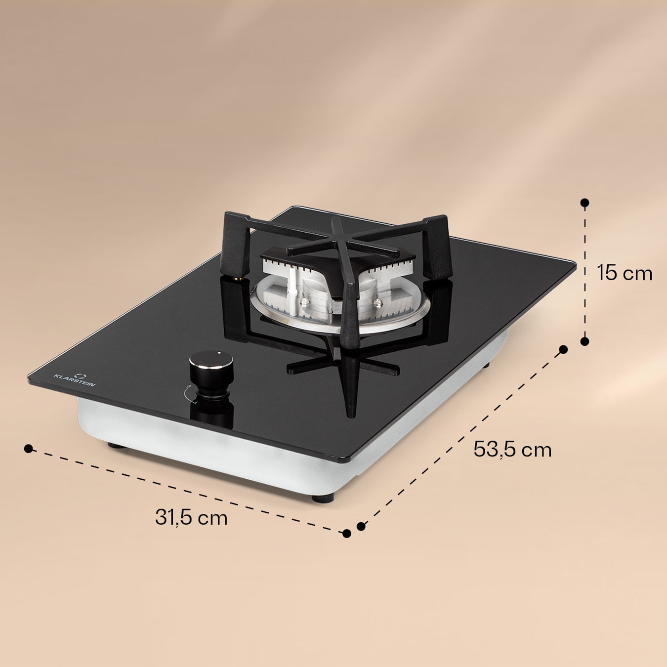 Trifecta 1 Plaque de cuisson à gaz, 1 feu, Autonome, Brûleur puissant :  3,2 kW, Gaz naturel/propane, Soupapes de sécurité, Protection contre  l'extinction des flammes, Supports de casseroles en 1 brûleur