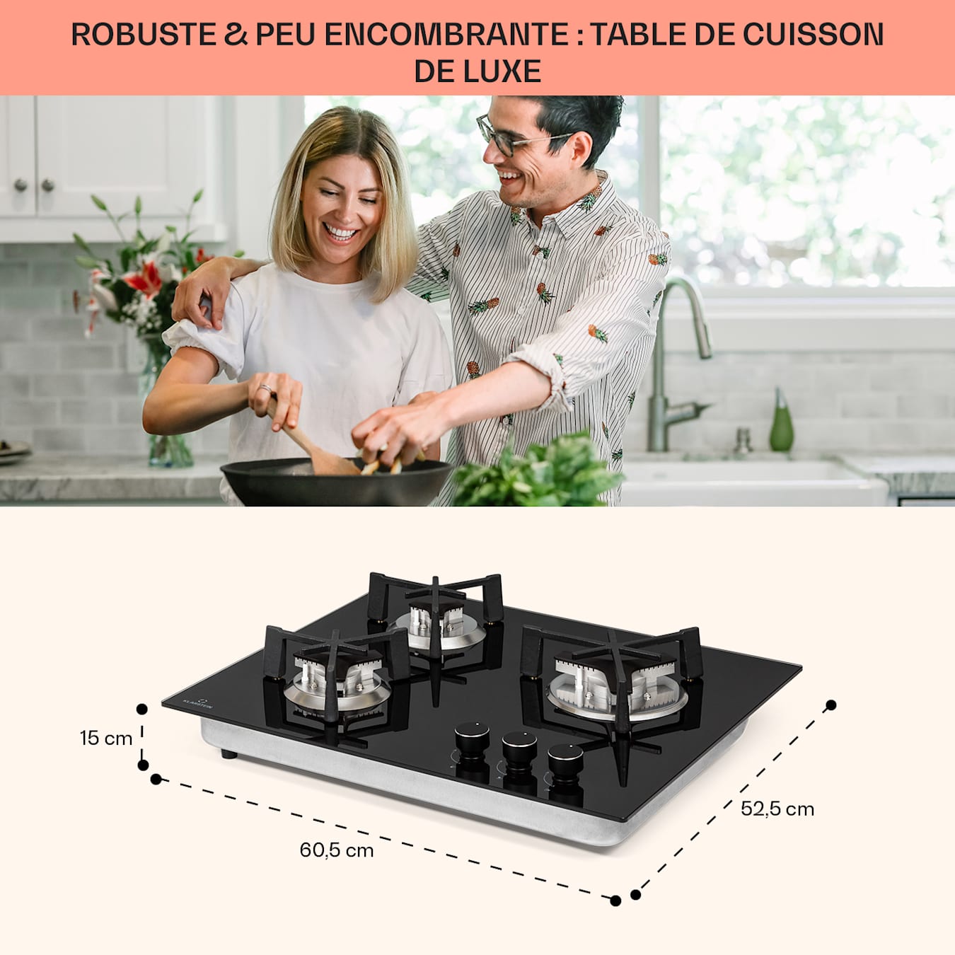 Trifecta 3 Plaque de cuisson à gaz, 3 feux, Autonome, Brûleur rapide,  brûleur normal, brûleur auxiliaire, Gaz naturel/propane, Soupapes de  sécurité, Protection contre les défaillances de flammes 3 brûleur