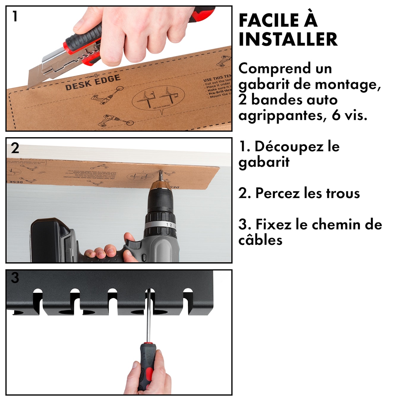 Support de fixation de multiprise sur table ou bureau