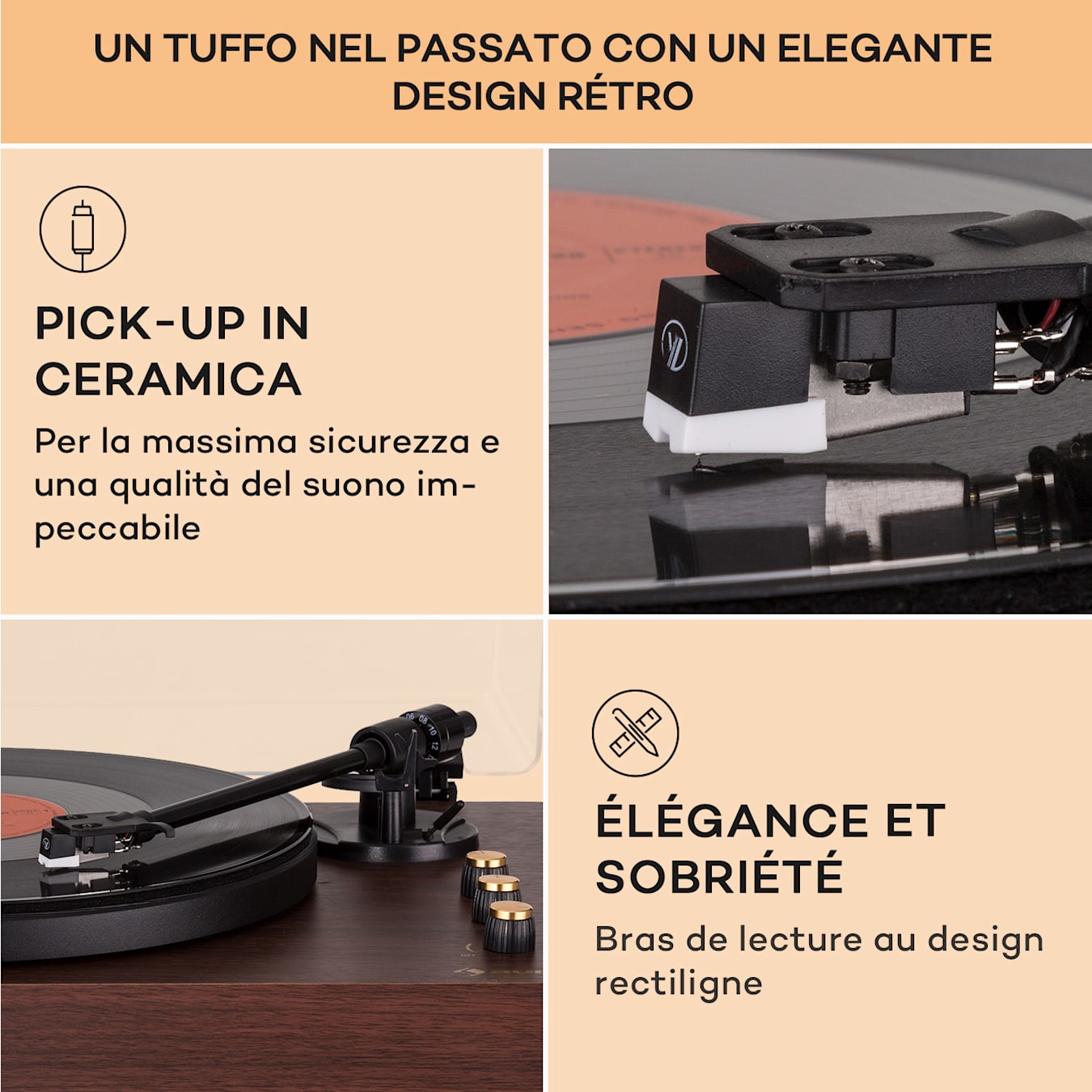 TT-Play PLUS, Giradischi, Altoparlanti, BT, 33/45 rpm, 20Wmax. Marrone