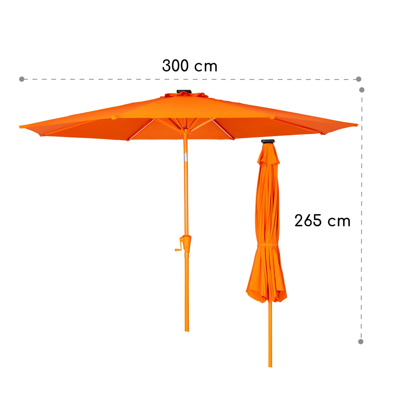 Heb geleerd Druppelen Universiteit blumfeldt Calais parasol | led-verlichting | met zonnepaneel |  afstandsbediening | flexibel verstelbaar | opspannen met zwengel |  afmetingen: 3 x 2,65 x 3 m | UV-beschermingsklasse 50 | waterafstotend  Oranje