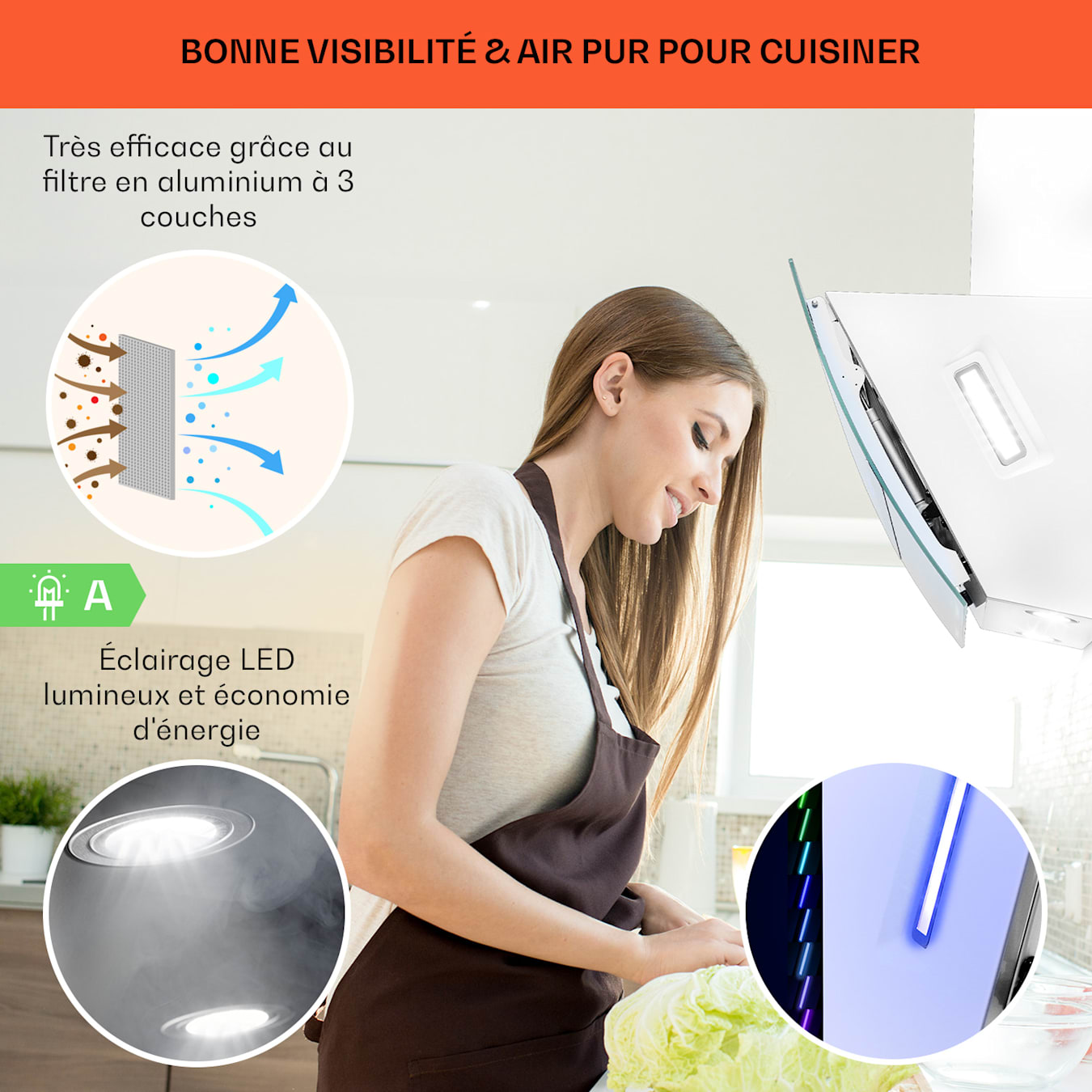 Hotte aspirante Portable avec filtre remplaçable, hotte aspirante de bureau  avec ventilateur d'extraction à 3 vitesses, évent de cuisine