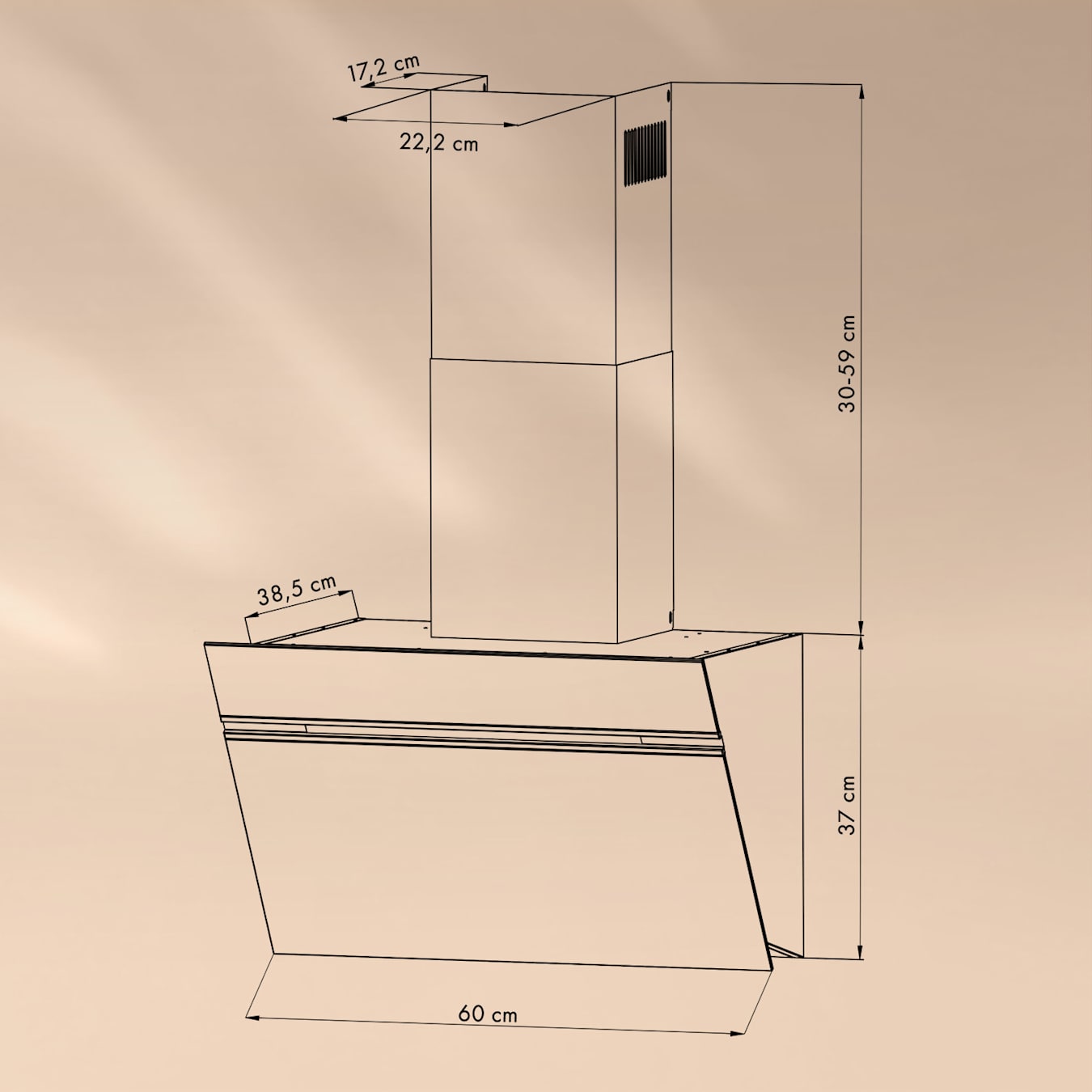 Bonete de techo Alina 60 Smart, 60 cm, 594 m³/h, 3 niveles, CEE A, Luz  ambiental RGB, Modo de extracción de aire / Recirculación de aire