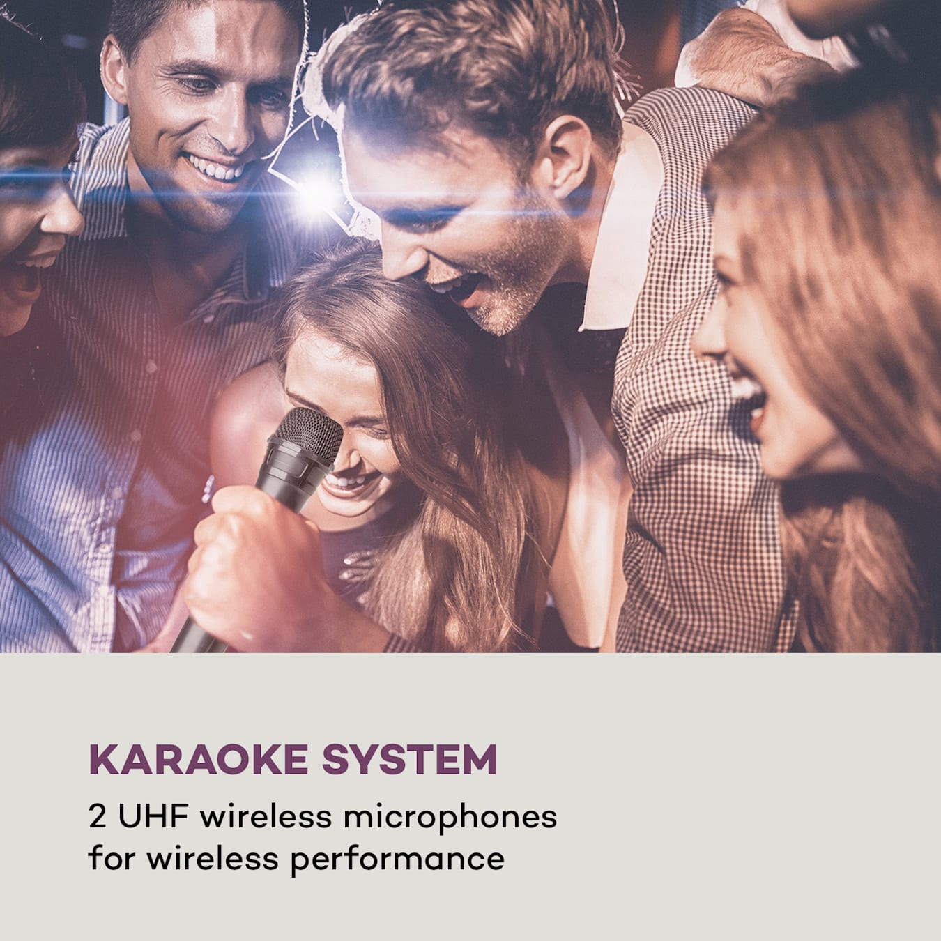 Système karaoké Pro Spin 10, Écran tactile 14,1 (30,5 cm), 2 x 8 (20  cm) caisson de basses, Tweeter 3 (7,5 cm), WiFi, 2 microphones UHF, Fonction Bluetooth, USB / carte TF, HDMI, AUX