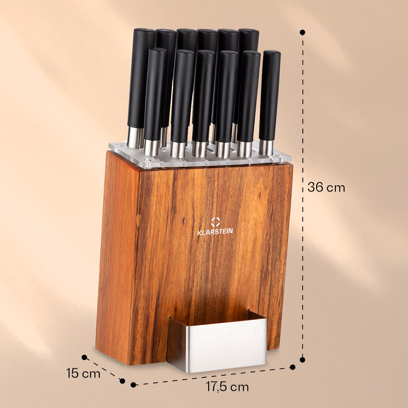 Kitano XL 13-delig Messenset met blok precisiemessen | Stalen lemmets | messen | edel houten | Japans ontwerp Acacia