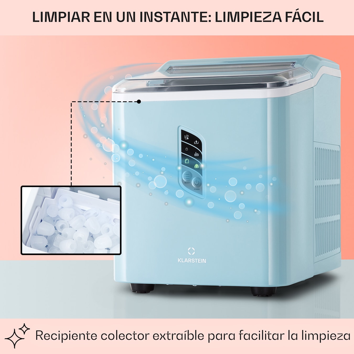 Klarstein Maquina de Hielo para Casa 2,1L, Ice Maker Encimera 12