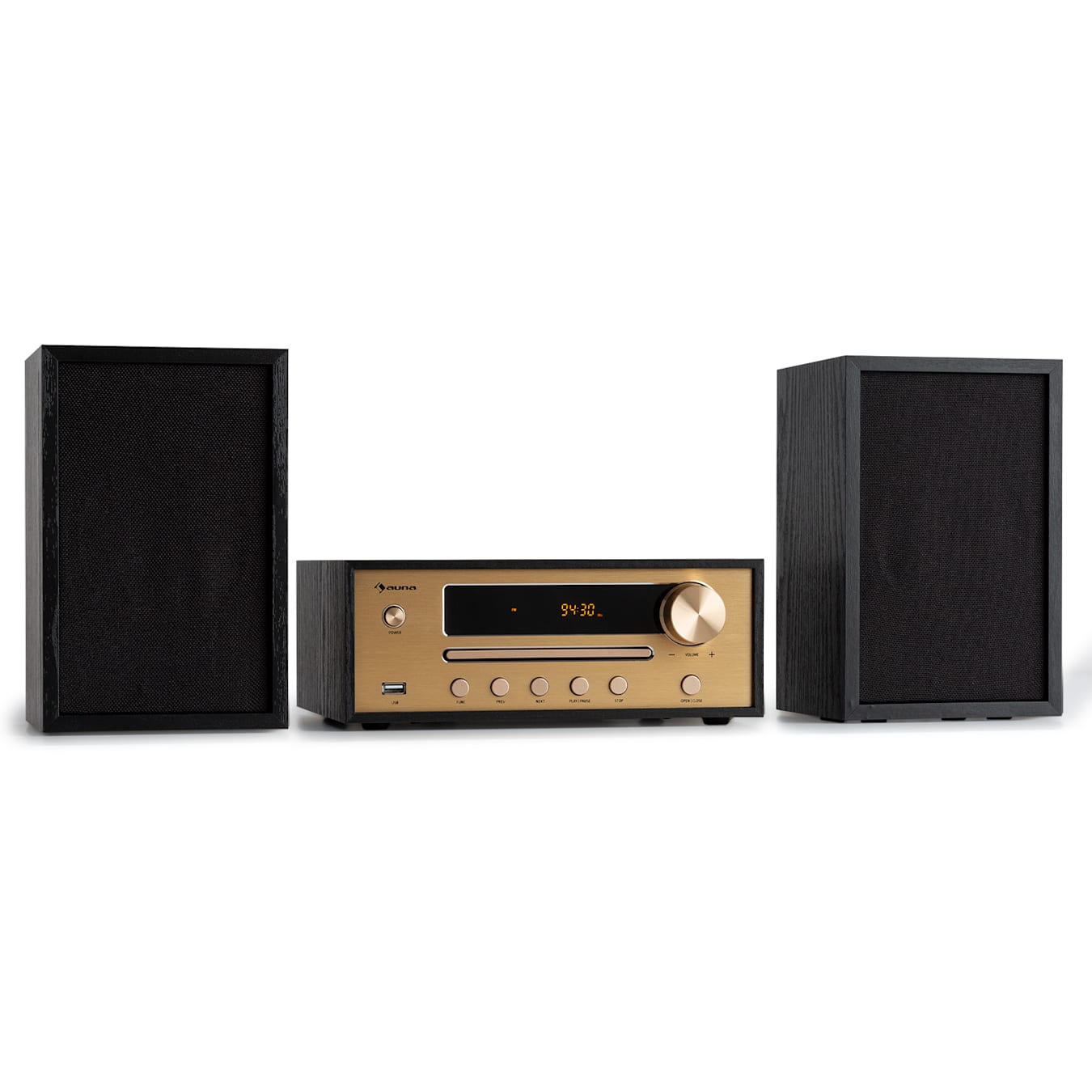 Berklee HiFi Stereo System Musikanlage Stereoanlage, Bluetooth, Stereo-Lautsprecher: 2 x 10 Watt, CD-Player, LED-Display, FM-Radio, UKW-Antenne, MP3-Wiedergabe, USB-Anschluss