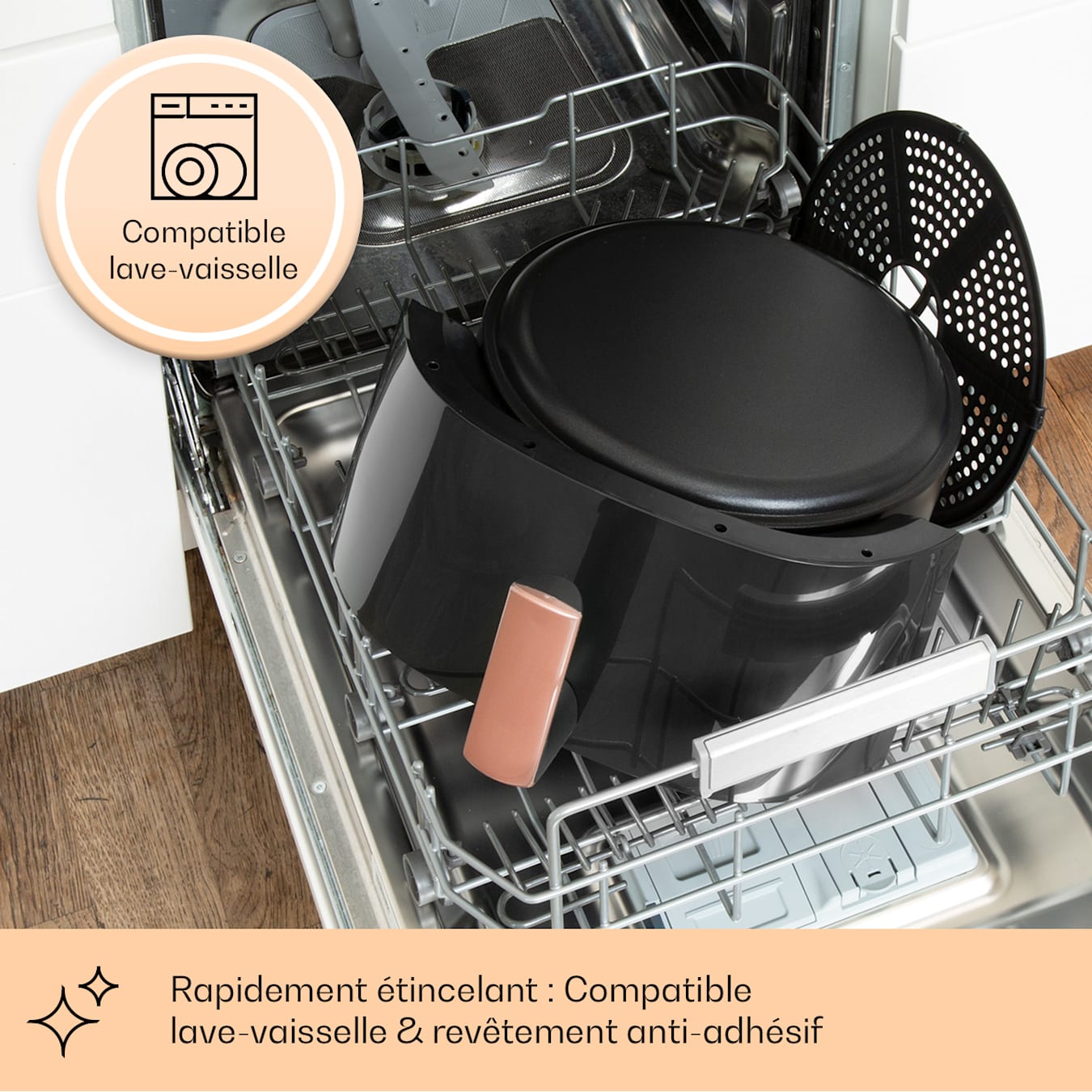 Air Bloom friteuse à air chaud avec fonction vapeur, Puissance : 1500 W, Volume : 7,5 litres, Touch Control, 16 programmes, Température : 40 -  200 °C, Minuterie de mise en marche