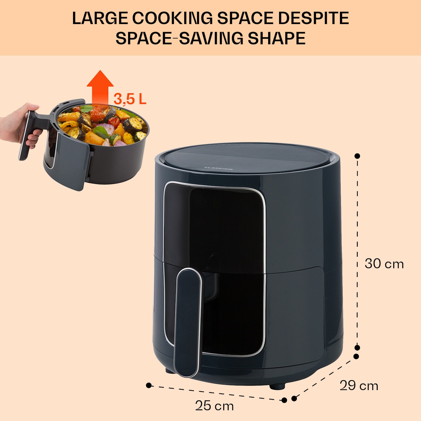 Crisp-Pro Friteuse à air chaud Air Fryer, 1400 watts, 2,8 litres, 8  programmes, Minuteur 60 minutes, Revêtement antiadhésif, Lavable au lave- vaisselle, Thermostat : 80 - 200 °C