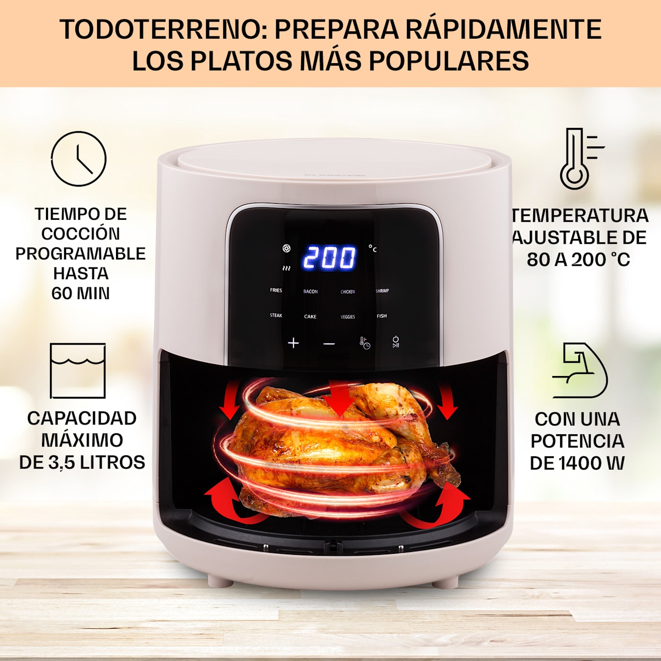 Freidora de Aire y Deshidratador de Alimentos Digital Oster 10 Litros