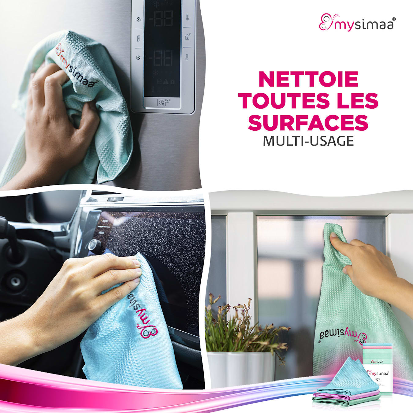 Professional Cleaning Cloths Chiffons de nettoyage Chiffons à poussière, Nettoyage universel, sans produits de nettoyage, microfibres, 40 x 40 cm, écologique