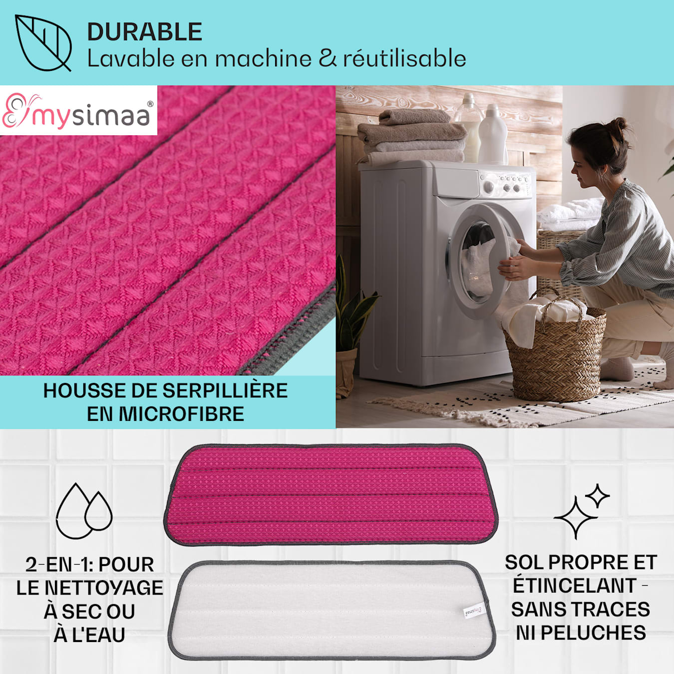 Balai Vaporisateur Lave-Sol en Microfibre avec Réservoir d'eau