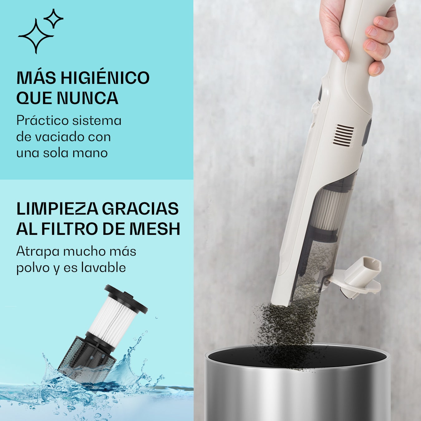 Aspiradora de mano Potente aspiración inalámbrica Mini aspiradora ligera  Húmeda seca de carga rápida Aspiradora de coche para el pelo de mascotas,  oficina en casa y limpieza de coches