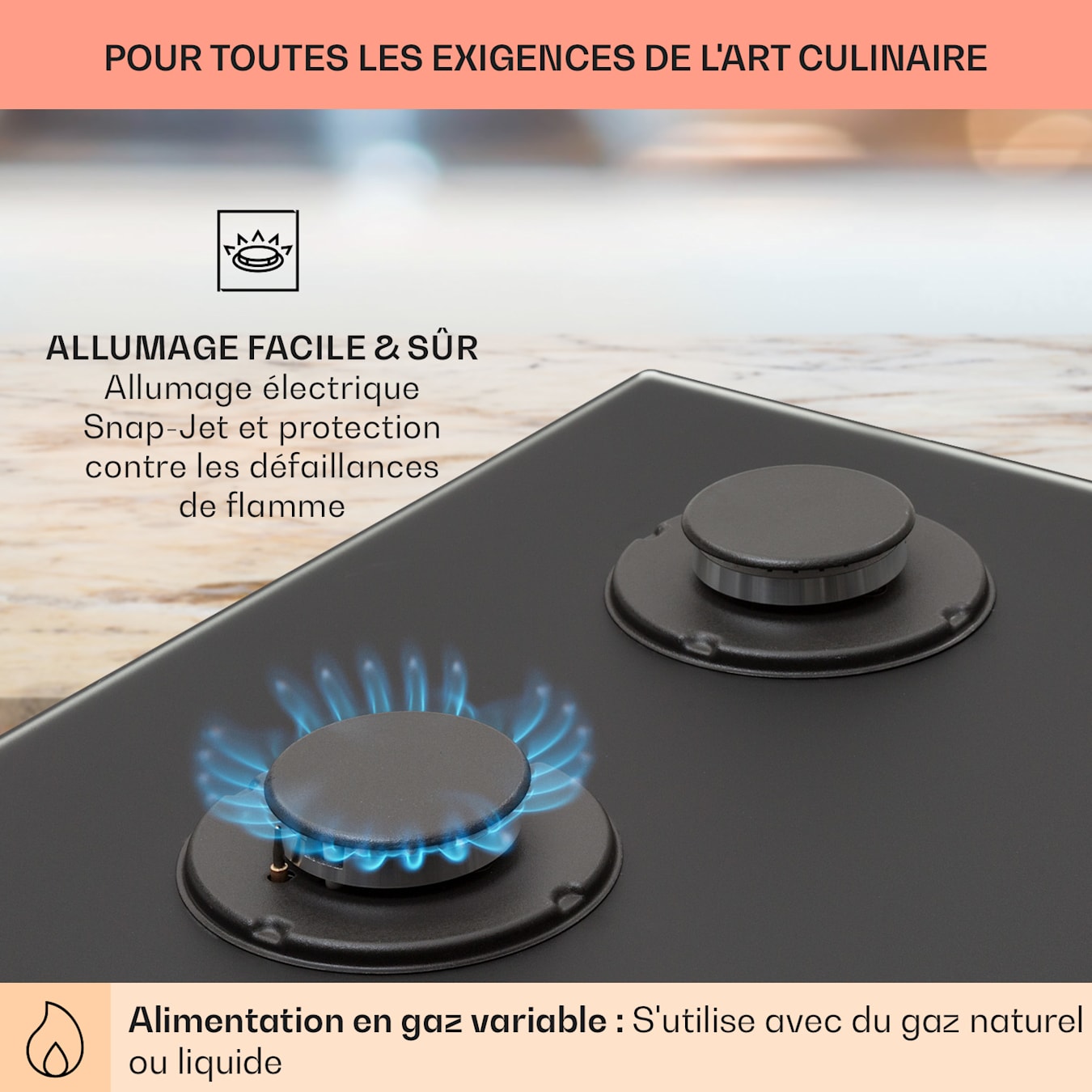 Klarstein Plaque de Cuisson Gaz 1 Feu, Table de Cuisson à Gaz 1 Brûleur,  Plaque Gaz 3.4 kW, Piano Cuisine Gaz en Acier Inoxydable, Plaque de Cuisson  Gaz Encastrable, Plaque a Gaz Cuisine Inox