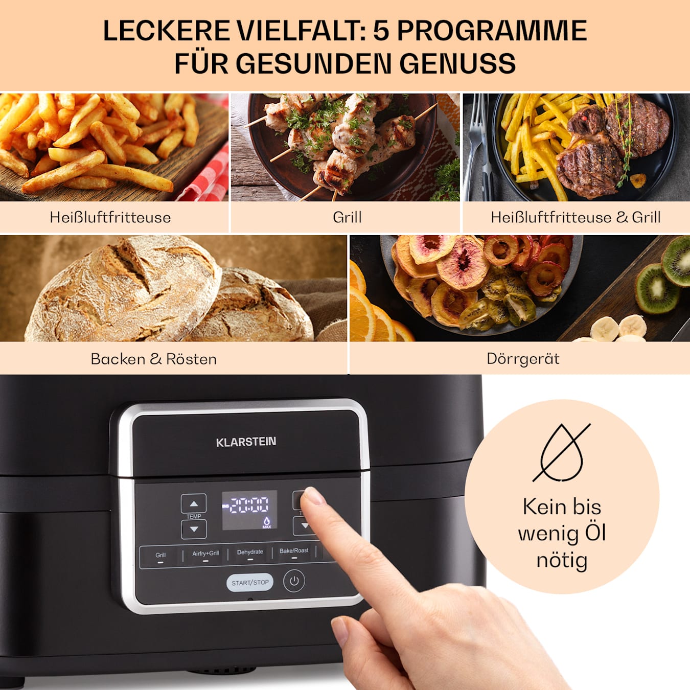 FRITEUSE A AIR EASY FRY & GRILL XXL 6,5 L, air fryer, grill, 8 prog., 2  zones cuisson