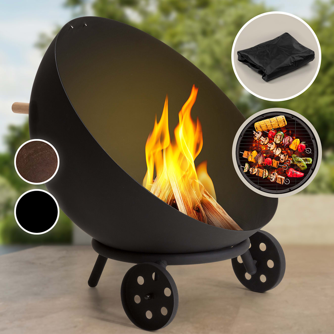 Fireball Egon Feuerschale Grillschale | | inkl. Ø Schubkarrendesign | | | Stahl-Feuerschale inkl. Feuerstelle durch cm Schwarz Lage Regenschutzhülle kippbare | 66 solide Berlin | | Grillrost Designed in mobil