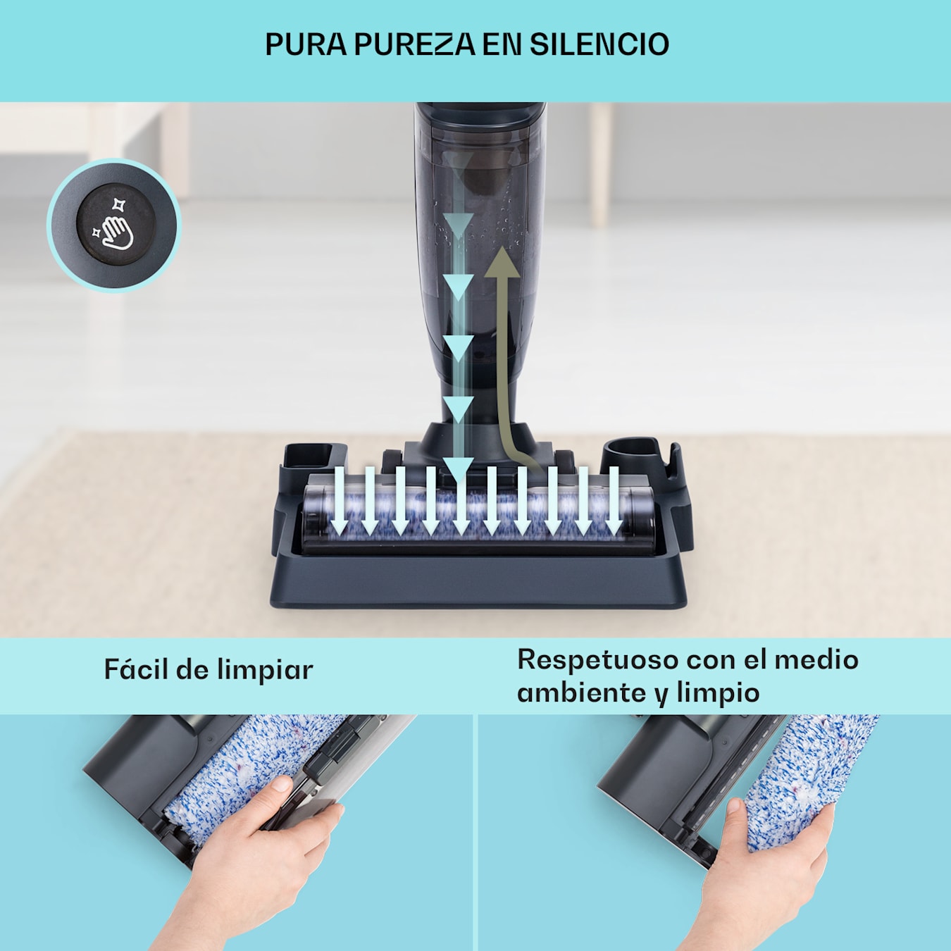 Aspirador vertical Caswell Plus Aspirador en seco/húmedo, sin cable, a  pilas, sin bolsa, 150 vatios, filtro HEPA, depósito de agua de 0,7 L, depósito de agua sucia de 0,55 L, pantalla LED