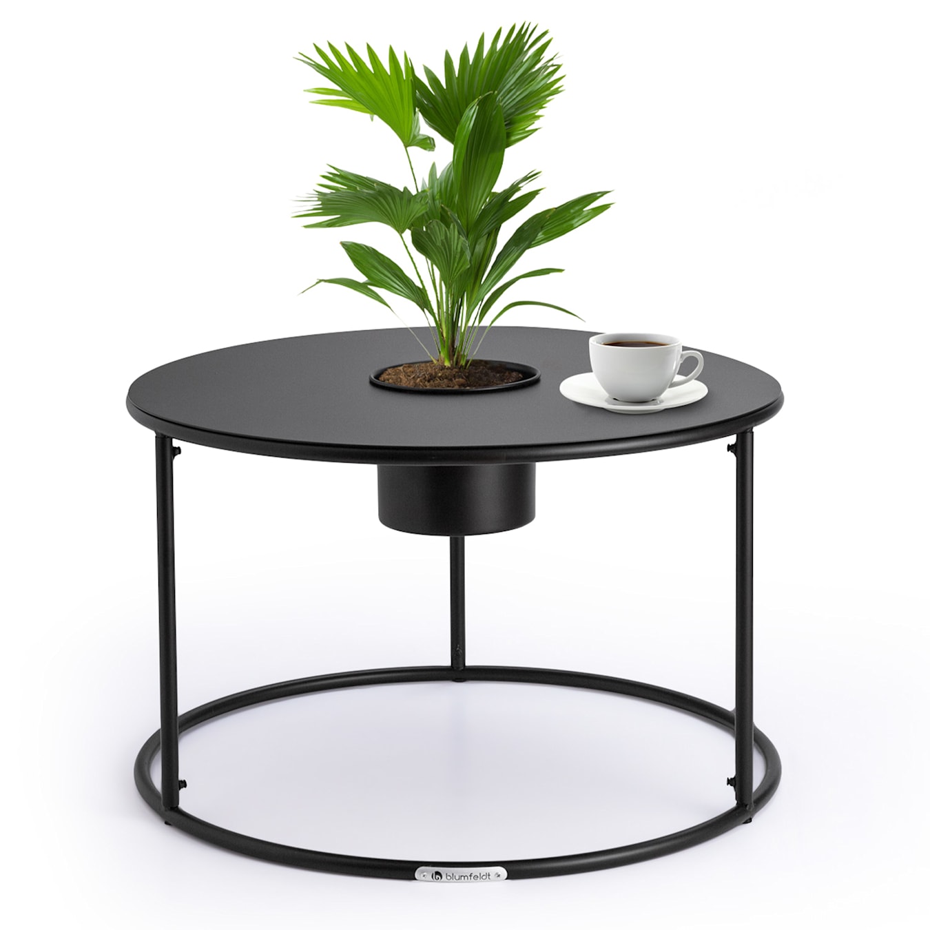 Irvine Tavolino da caffè Tavolino, rotondo, con vaso, design minimalista, acciaio verniciato a polvere, durevole e stabile, Dimensioni: 60 x 38,5  cm (ØxA)