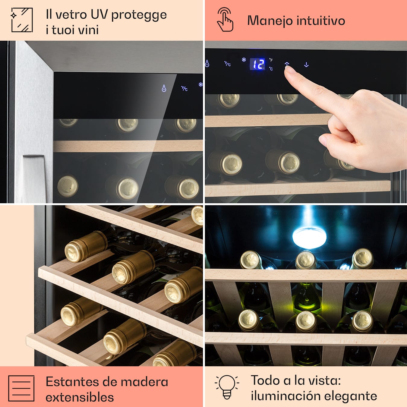 Vinsider 24 Built-In Uno Nevera para vinos empotrable 1 zona 24 botellas 24  botellas