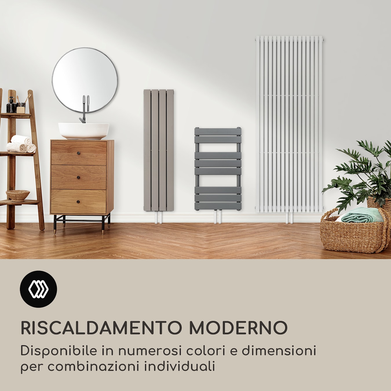 Delgado 180 x 60 - Radiatore, Calorifero, 16 moduli verticali, 2 in 1:  collegamento centrale o laterale da 1/2, Installazione a parete, 1065  watt, max. 70 °C/10,1 bar, 8-20 m², Teleriscaldame 180 x 60 cm