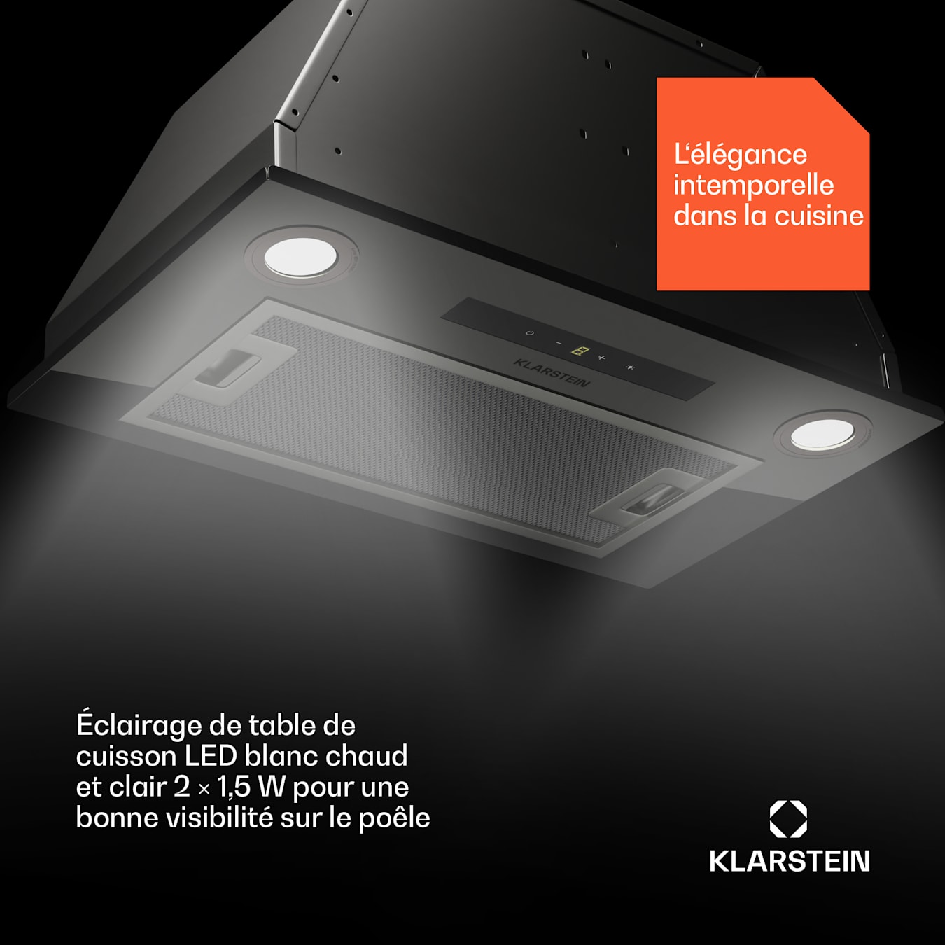 Klarstein paolo hotte aspirante encastrable 52cm - groupe filtrant -  évacuation ou recyclge 600 m³/h - classe a - inox KLARSTEIN 10032841