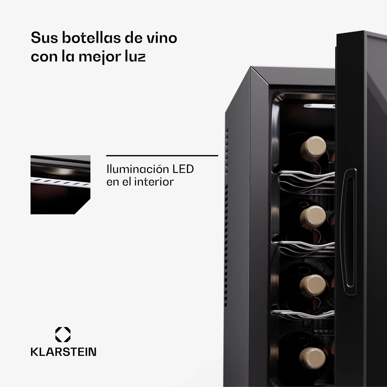 Klarstein Vinoteca para Vinos, Nevera Vino Una Zona, Botellas Vino