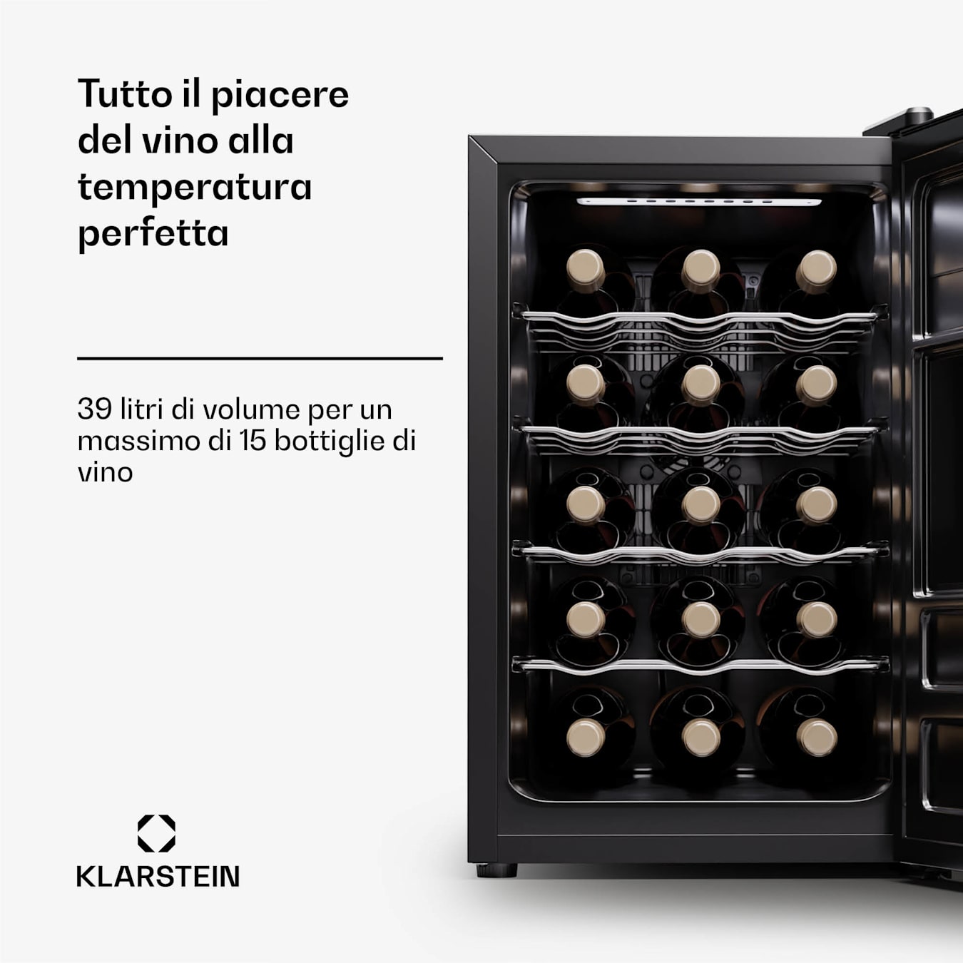 Silent Vino 15 Uno cantinetta vino, 39 l / 15 bottiglie, 5-18 °C, touch 39