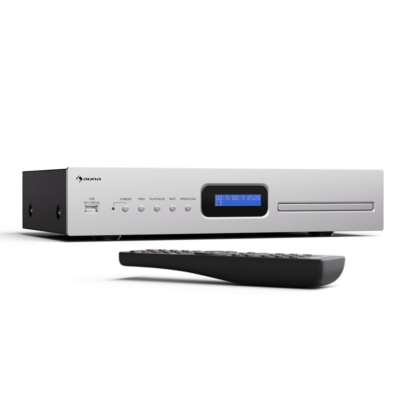auna Art22 Reproductor de CD MP3 Boombox DAB+/FM Radio Reproductor de CD/MP3  3W Pantalla TFT Bluetooth USB portátil Plata