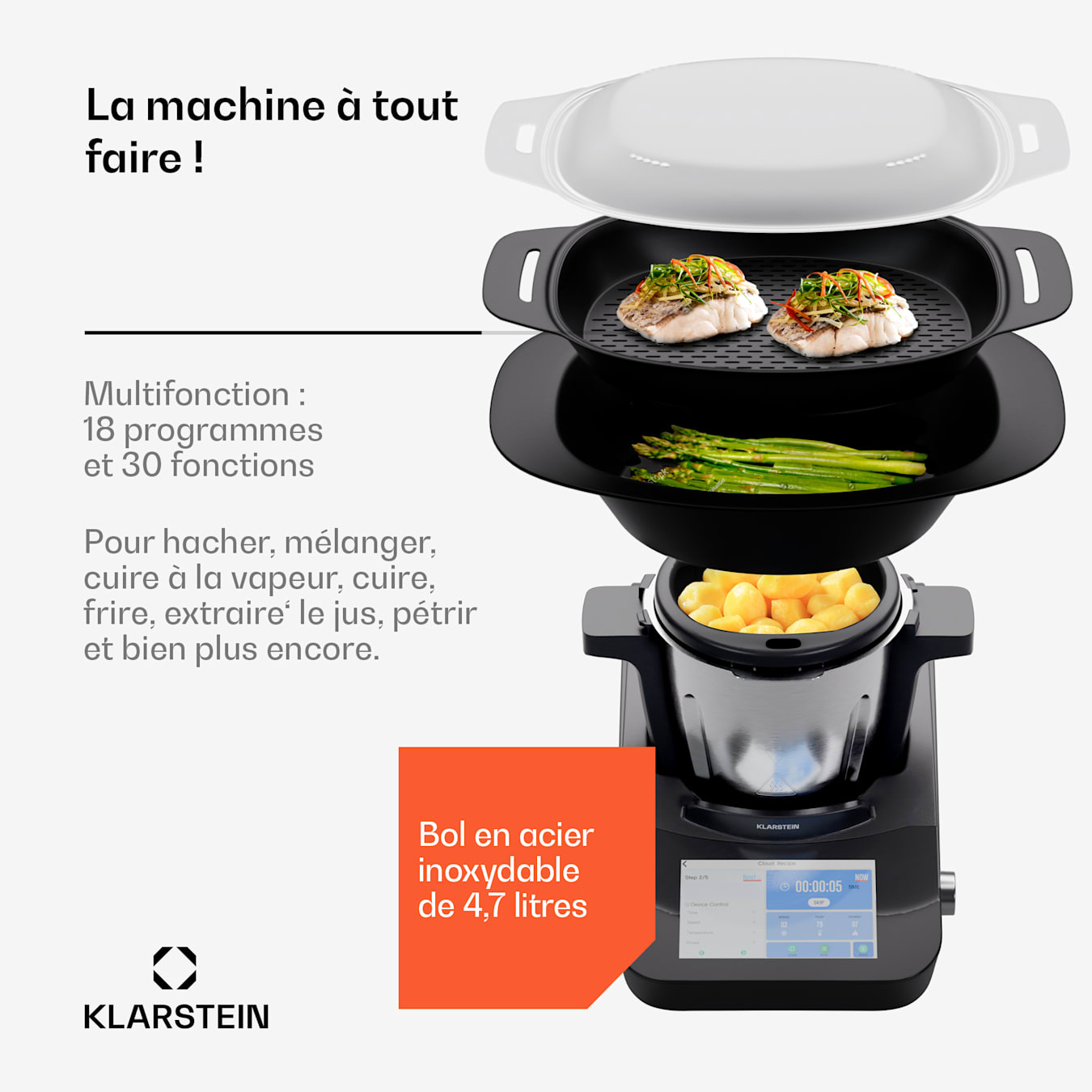 Klarstein Aria Grande, robot culinaire, 4,7 L