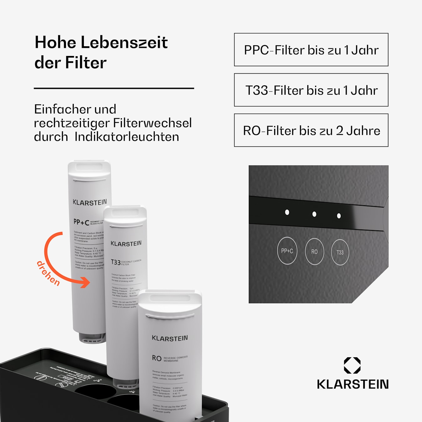 Klarstein Osmoseur Eau Potable, Système de Filtration d'Eau par Osmose,  400GPD Filtre 99.99% Pureté, Distributeur d'eau