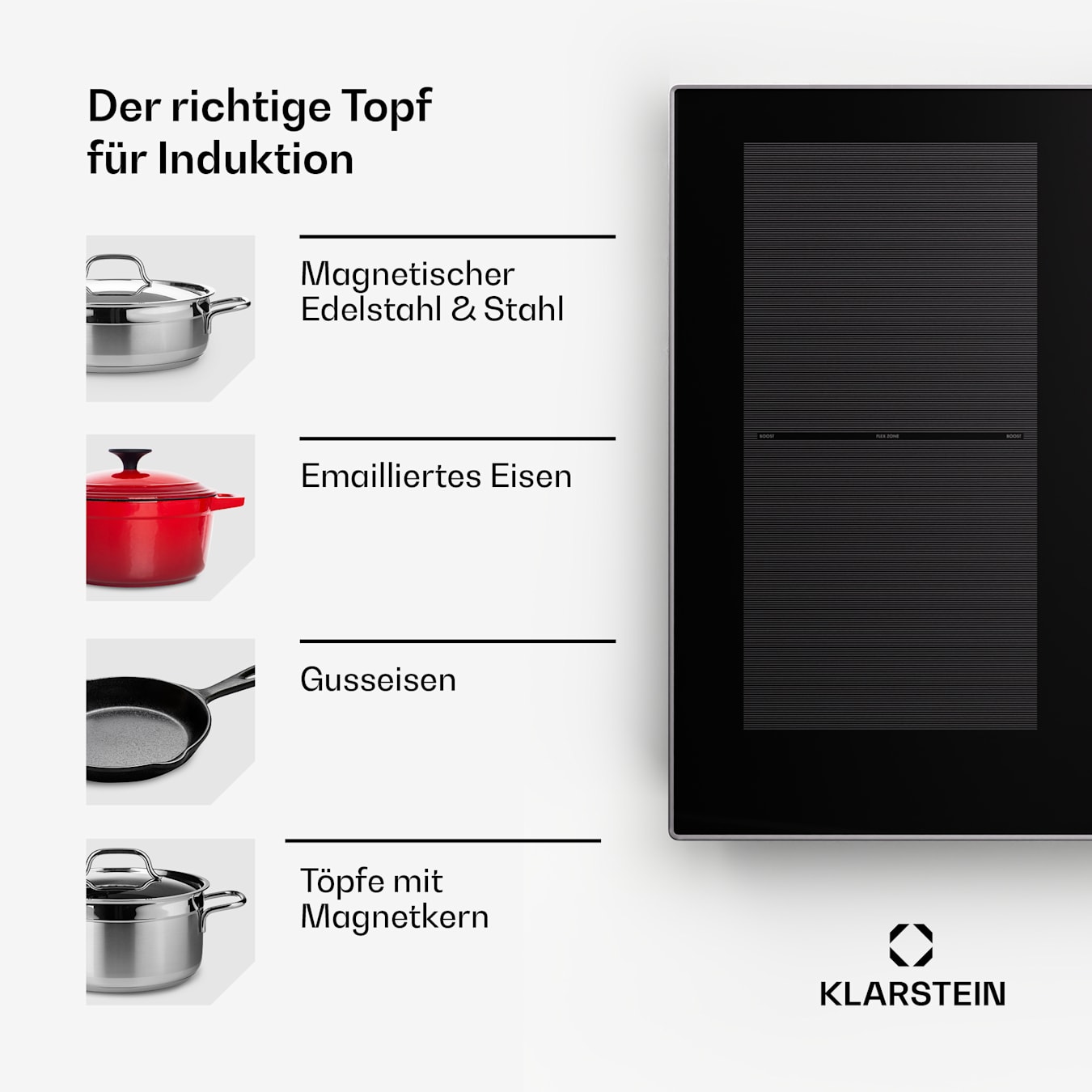 Delicatessa 90 Hybrid Table de cuisson induction encastrable 5 zones 7400 W  noir 5 (2x rectangulaire, 1x rond 21 cm, 2x rond 18 cm)