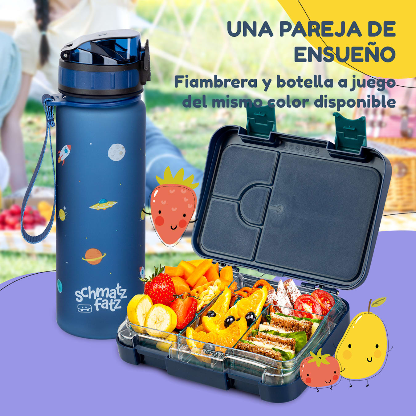 fiambrera junior, con recipiente adicional, apta para niños, sellada, 4  ó 6 compartimentos para porciones, apta para alimentos líquidos, 21,3 x  15 x 4,5 cm (ancho x alto x fondo)