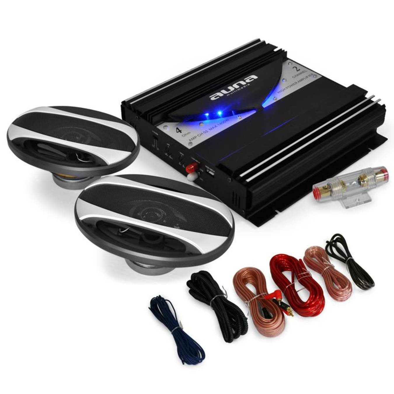 Set Hifi Auto Black Line 220 Enceintes ampli voiture 1400W