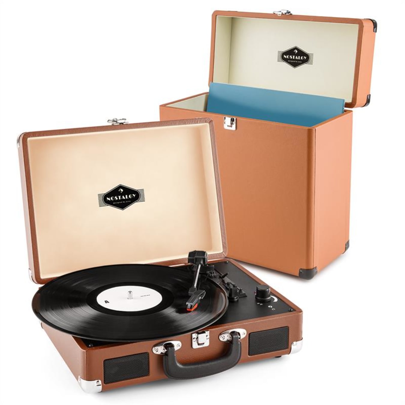 auna Peggy Sue Record Collector Set Tourne-disque rétro valise à vinyles  -marron