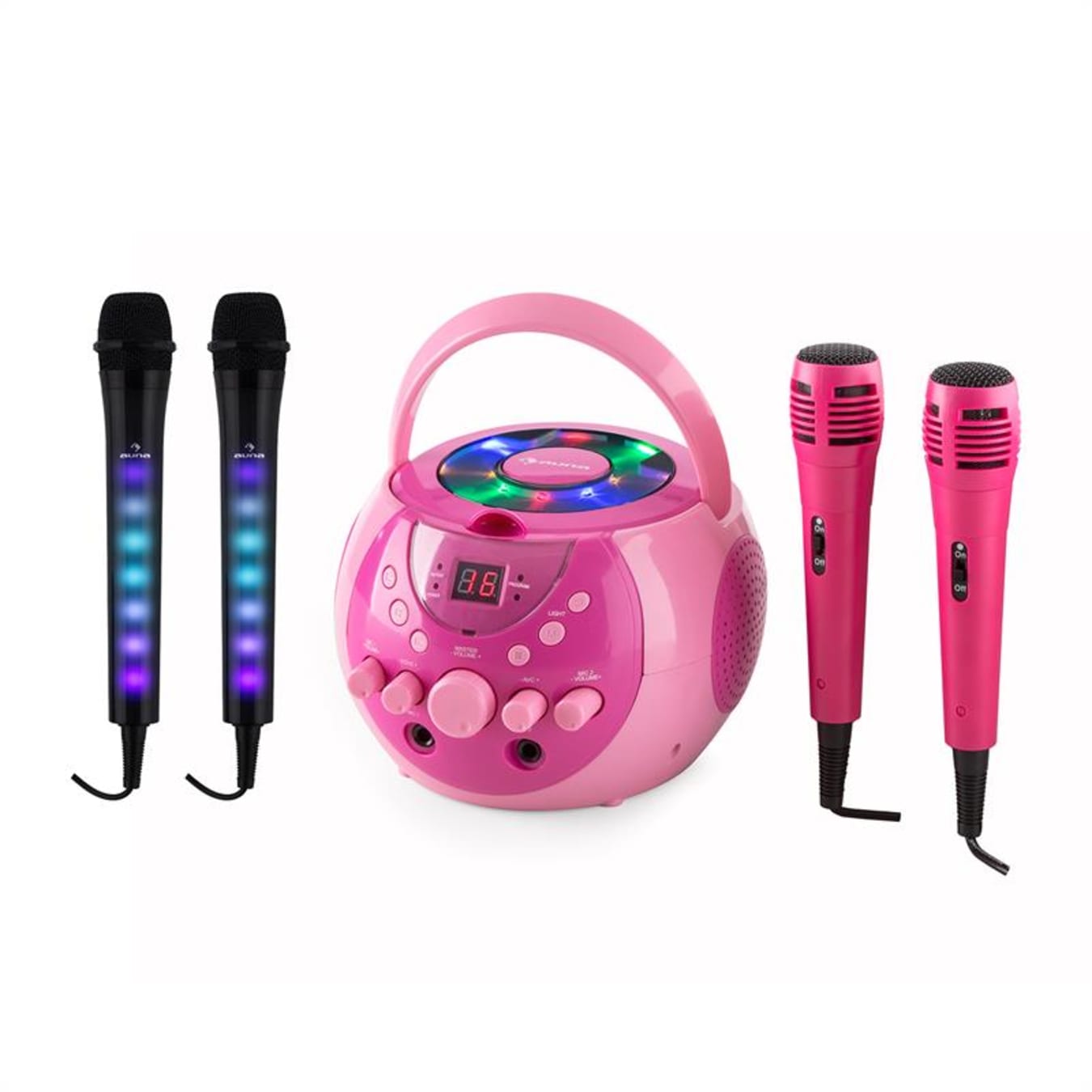 Lecteur Karaoké LTC Pack Karaoké - KARAOKE-STAR2MKII Enfant - 2 Enceintes 2  Micros 1 Ampli Bluetooth USB SD 100W - Jeu Lumière Astro LEDS RGB - Cadeau  Soirée