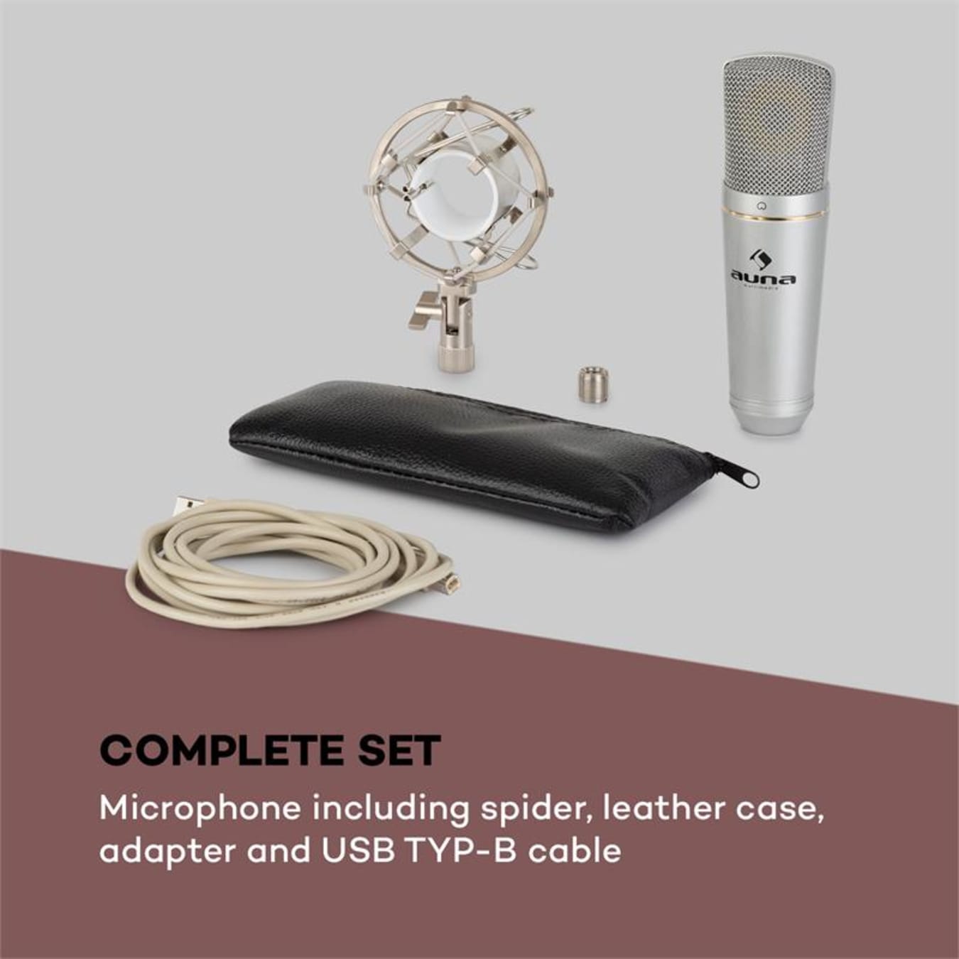 Microphone à Condensateur, Kit de Microphone à Condensateur USB à Faible  Bruit avec Bras Flexible pour PC de Bureau pour Ordinateur Portable Noir +  Noir 