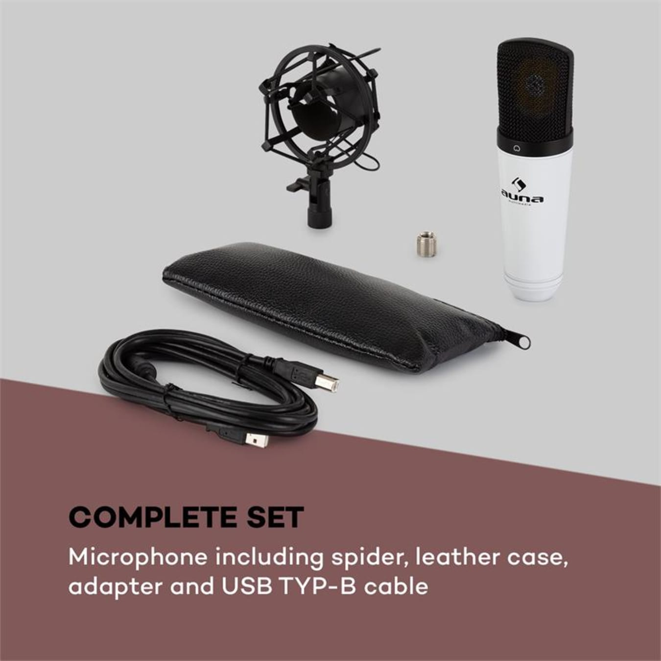 auna MIC-920 USB kit micro V4 micro bras articulé filtre anti pop pochette  de protection