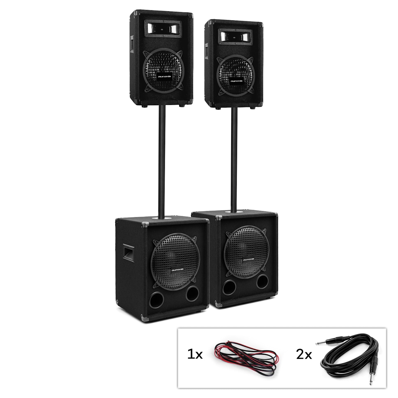 Amplificador PW-2522 MKII PA set + 2 altavoces pasivos de 15 PA