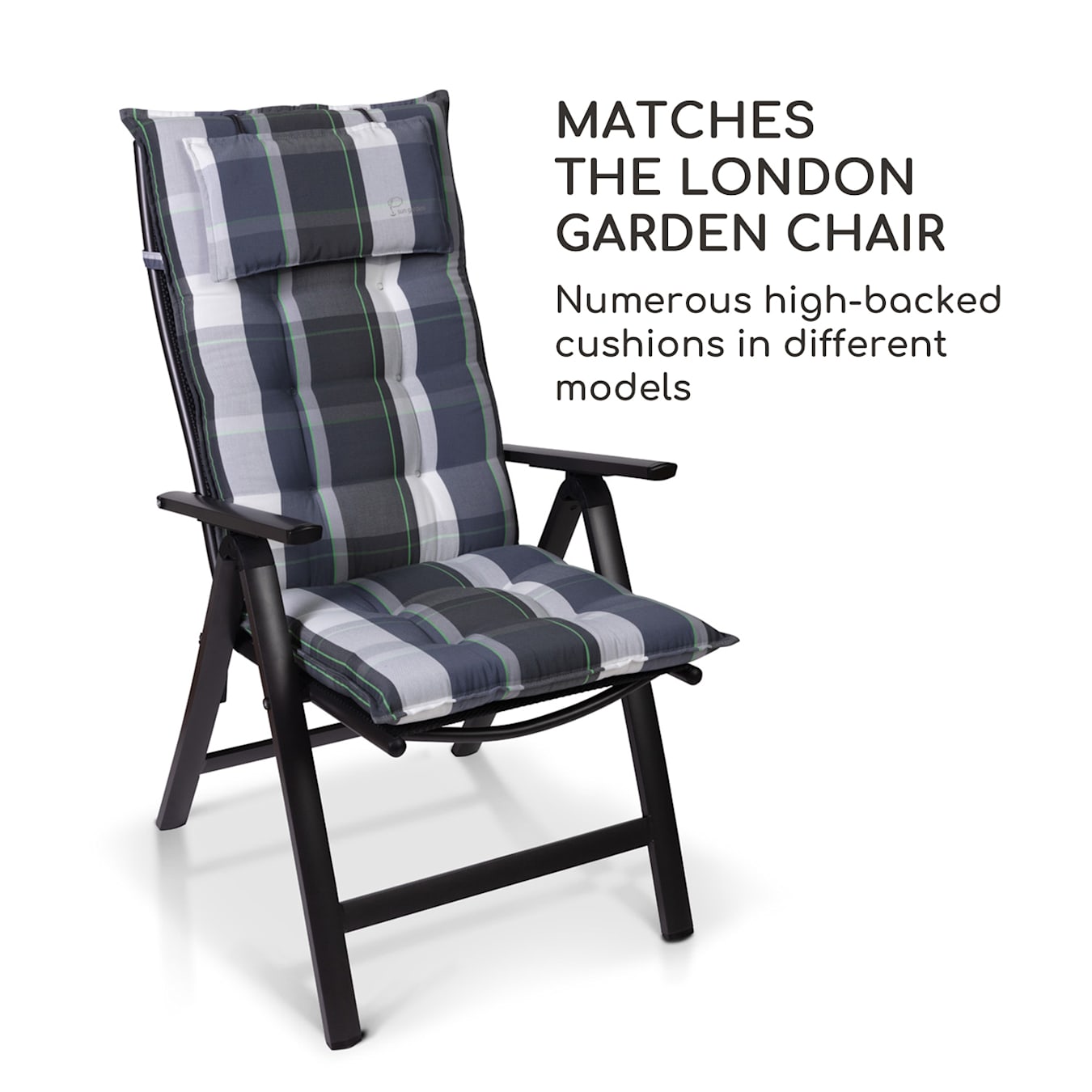 London, kerti szék, 2 darabos szett, textil, alumínium, 6 pozíció,  összecsukható 2 x szék | Antracit